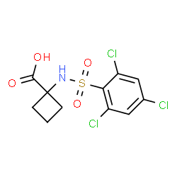 ChemSpider 2D Image | 1-{[(2,4,6-Trichlorophenyl)sulfonyl]amino}cyclobutanecarboxylic acid | C11H10Cl3NO4S