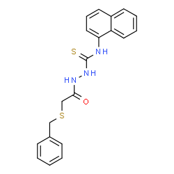 ChemSpider 2D Image | 2-[(Benzylsulfanyl)acetyl]-N-(1-naphthyl)hydrazinecarbothioamide | C20H19N3OS2