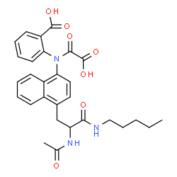 ChemSpider 2D Image | 2-[{4-[2-Acetamido-3-oxo-3-(pentylamino)propyl]-1-naphthyl}(carboxycarbonyl)amino]benzoic acid | C29H31N3O7