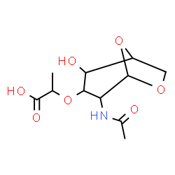 ChemSpider 2D Image | 2-[(4-Acetamido-2-hydroxy-6,8-dioxabicyclo[3.2.1]oct-3-yl)oxy]propanoic acid | C11H17NO7