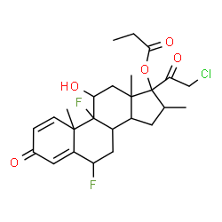 ChemSpider 2D Image | 21-Chloro-6,9-difluoro-11-hydroxy-16-methyl-3,20-dioxopregna-1,4-dien-17-yl propionate | C25H31ClF2O5