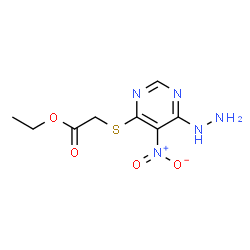 ChemSpider 2D Image | Ethyl [(6-hydrazino-5-nitro-4-pyrimidinyl)sulfanyl]acetate | C8H11N5O4S