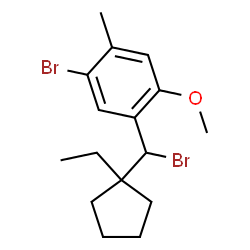 ChemSpider 2D Image | 1-Bromo-5-[bromo(1-ethylcyclopentyl)methyl]-4-methoxy-2-methylbenzene | C16H22Br2O