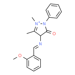 ChemSpider 2D Image | 4-[(E)-(2-Methoxybenzylidene)amino]-2,3-dimethyl-5-oxo-1-phenyl-4,5-dihydro-1H-pyrazol-2-ium | C19H20N3O2