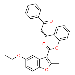 ChemSpider 2D Image | 2-(3-Oxo-3-phenyl-1-propen-1-yl)phenyl 5-ethoxy-2-methyl-1-benzofuran-3-carboxylate | C27H22O5