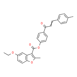 ChemSpider 2D Image | 4-[3-(4-Methylphenyl)acryloyl]phenyl 5-ethoxy-2-methyl-1-benzofuran-3-carboxylate | C28H24O5