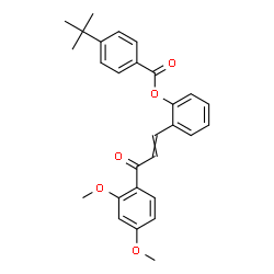 ChemSpider 2D Image | 2-[3-(2,4-Dimethoxyphenyl)-3-oxo-1-propen-1-yl]phenyl 4-(2-methyl-2-propanyl)benzoate | C28H28O5