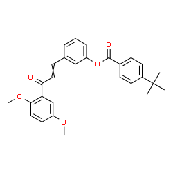 ChemSpider 2D Image | 3-[3-(2,5-Dimethoxyphenyl)-3-oxo-1-propen-1-yl]phenyl 4-(2-methyl-2-propanyl)benzoate | C28H28O5
