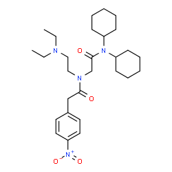 ChemSpider 2D Image | N,N-Dicyclohexyl-N~2~-[2-(diethylamino)ethyl]-N~2~-[(4-nitrophenyl)acetyl]glycinamide | C28H44N4O4