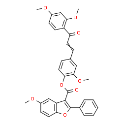 ChemSpider 2D Image | 4-[3-(2,4-Dimethoxyphenyl)-3-oxo-1-propen-1-yl]-2-methoxyphenyl 5-methoxy-2-phenyl-1-benzofuran-3-carboxylate | C34H28O8