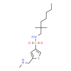 ChemSpider 2D Image | N-(2,2-Dimethylheptyl)-5-[(methylamino)methyl]-3-thiophenesulfonamide | C15H28N2O2S2