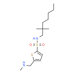 ChemSpider 2D Image | N-(2,2-Dimethylheptyl)-5-[(methylamino)methyl]-2-thiophenesulfonamide | C15H28N2O2S2