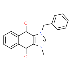 ChemSpider 2D Image | 1-Benzyl-2,3-dimethyl-4,9-dioxo-4,9-dihydro-1H-naphtho[2,3-d]imidazol-3-ium | C20H17N2O2
