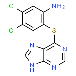 ChemSpider 2D Image | 4,5-Dichloro-2-(9H-purin-6-ylsulfanyl)aniline | C11H7Cl2N5S