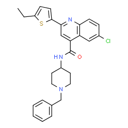 ChemSpider 2D Image | N-(1-Benzyl-4-piperidinyl)-6-chloro-2-(5-ethyl-2-thienyl)-4-quinolinecarboxamide | C28H28ClN3OS