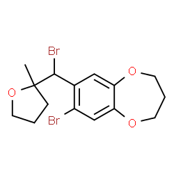 ChemSpider 2D Image | 7-Bromo-8-[bromo(2-methyltetrahydro-2-furanyl)methyl]-3,4-dihydro-2H-1,5-benzodioxepine | C15H18Br2O3