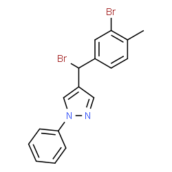 ChemSpider 2D Image | 4-[Bromo(3-bromo-4-methylphenyl)methyl]-1-phenyl-1H-pyrazole | C17H14Br2N2