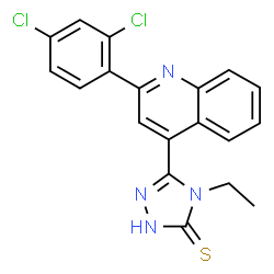 ChemSpider 2D Image | 4H-1,2,4-triazole-3-thiol, 5-[2-(2,4-dichlorophenyl)-4-quinolinyl]-4-ethyl- | C19H14Cl2N4S