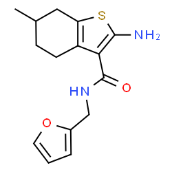 ChemSpider 2D Image | 2-Amino-N-(2-furylmethyl)-6-methyl-4,5,6,7-tetrahydro-1-benzothiophene-3-carboxamide | C15H18N2O2S