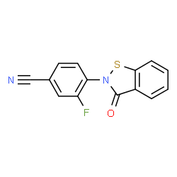 ChemSpider 2D Image | 3-Fluoro-4-(3-oxo-1,2-benzothiazol-2(3H)-yl)benzonitrile | C14H7FN2OS