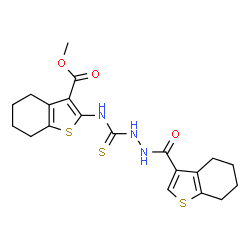 ChemSpider 2D Image | Methyl 2-({[2-(4,5,6,7-tetrahydro-1-benzothiophen-3-ylcarbonyl)hydrazino]carbothioyl}amino)-4,5,6,7-tetrahydro-1-benzothiophene-3-carboxylate | C20H23N3O3S3