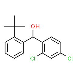 ChemSpider 2D Image | (2,4-Dichlorophenyl)[2-(2-methyl-2-propanyl)phenyl]methanol | C17H18Cl2O