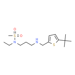 ChemSpider 2D Image | N-Ethyl-N-[3-({[5-(2-methyl-2-propanyl)-2-thienyl]methyl}amino)propyl]methanesulfonamide | C15H28N2O2S2