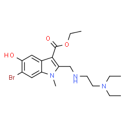 ChemSpider 2D Image | Ethyl 6-bromo-2-({[2-(diethylamino)ethyl]amino}methyl)-5-hydroxy-1-methyl-1H-indole-3-carboxylate | C19H28BrN3O3