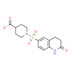 ChemSpider 2D Image | 1-[(2-Oxo-1,2,3,4-tetrahydro-6-quinolinyl)sulfonyl]-4-piperidinecarboxylate | C15H17N2O5S