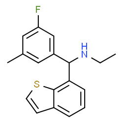 ChemSpider 2D Image | N-[1-Benzothiophen-7-yl(3-fluoro-5-methylphenyl)methyl]ethanamine | C18H18FNS