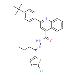 ChemSpider 2D Image | N'-[1-(5-Chloro-2-thienyl)butylidene]-2-[4-(2-methyl-2-propanyl)phenyl]-4-quinolinecarbohydrazide | C28H28ClN3OS