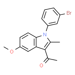 ChemSpider 2D Image | 1-[1-(3-Bromophenyl)-5-methoxy-2-methyl-1H-indol-3-yl]ethanone | C18H16BrNO2
