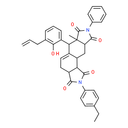 ChemSpider 2D Image | 6-(3-Allyl-2-hydroxyphenyl)-2-(4-ethylphenyl)-6a-methyl-8-phenyl-3a,4,6,6a,9a,10,10a,10b-octahydroisoindolo[5,6-e]isoindole-1,3,7,9(2H,8H)-tetrone | C38H36N2O5