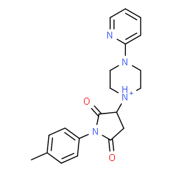 ChemSpider 2D Image | 1-[1-(4-Methylphenyl)-2,5-dioxo-3-pyrrolidinyl]-4-(2-pyridinyl)piperazin-1-ium | C20H23N4O2