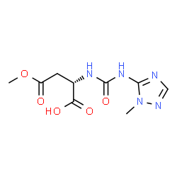 ChemSpider 2D Image | (2S)-4-Methoxy-2-{[(1-methyl-1H-1,2,4-triazol-5-yl)carbamoyl]amino}-4-oxobutanoic acid (non-preferred name) | C9H13N5O5