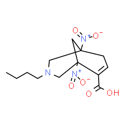 ChemSpider 2D Image | 3-Butyl-1,5-dinitro-3-azabicyclo[3.3.1]non-6-ene-6-carboxylic acid | C13H19N3O6