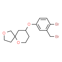 ChemSpider 2D Image | 9-[4-Bromo-3-(bromomethyl)phenoxy]-2,6-dioxaspiro[4.5]decane | C15H18Br2O3