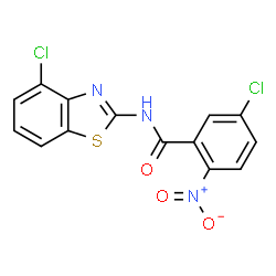 ChemSpider 2D Image | 5-Chloro-N-(4-chloro-1,3-benzothiazol-2-yl)-2-nitrobenzamide | C14H7Cl2N3O3S