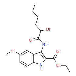 ChemSpider 2D Image | Ethyl 3-[(2-bromohexanoyl)amino]-5-methoxy-1H-indole-2-carboxylate | C18H23BrN2O4