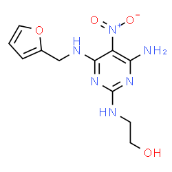 ChemSpider 2D Image | 2-({4-Amino-6-[(2-furylmethyl)amino]-5-nitro-2-pyrimidinyl}amino)ethanol | C11H14N6O4