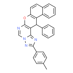 ChemSpider 2D Image | 2-(4-Methylphenyl)-14-phenyl-14H-benzo[5,6]chromeno[3,2-e][1,2,4]triazolo[1,5-c]pyrimidine | C29H20N4O