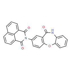 ChemSpider 2D Image | 2-(11-Oxo-10,11-dihydrodibenzo[b,f][1,4]oxazepin-2-yl)-1H-benzo[de]isoquinoline-1,3(2H)-dione | C25H14N2O4