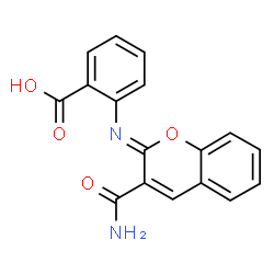 ChemSpider 2D Image | 2-[(Z)-(3-Carbamoyl-2H-chromen-2-ylidene)amino]benzoic acid | C17H12N2O4