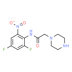 ChemSpider 2D Image | N-(2,4-Difluoro-6-nitrophenyl)-2-(1-piperazinyl)acetamide | C12H14F2N4O3