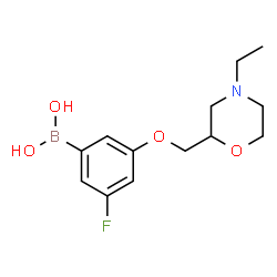 ChemSpider 2D Image | {3-[(4-Ethyl-2-morpholinyl)methoxy]-5-fluorophenyl}boronic acid | C13H19BFNO4
