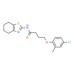 ChemSpider 2D Image | 4-(4-Chloro-2-methylphenoxy)-N-(4,5,6,7-tetrahydro-1,3-benzothiazol-2-yl)butanamide | C18H21ClN2O2S