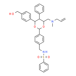 ChemSpider 2D Image | N-[4-(4-{[Allyl(methyl)amino]methyl}-6-[4-(hydroxymethyl)phenyl]-5-phenyl-1,3-dioxan-2-yl)benzyl]benzenesulfonamide | C35H38N2O5S