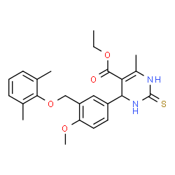 ChemSpider 2D Image | Ethyl 4-{3-[(2,6-dimethylphenoxy)methyl]-4-methoxyphenyl}-6-methyl-2-thioxo-1,2,3,4-tetrahydro-5-pyrimidinecarboxylate | C24H28N2O4S