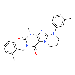 ChemSpider 2D Image | 1-Methyl-3-(2-methylbenzyl)-9-(3-methylphenyl)-6,7,8,9-tetrahydropyrimido[2,1-f]purine-2,4(1H,3H)-dione | C24H25N5O2