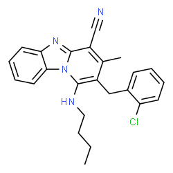 ChemSpider 2D Image | 1-(Butylamino)-2-(2-chlorobenzyl)-3-methylpyrido[1,2-a]benzimidazole-4-carbonitrile | C24H23ClN4